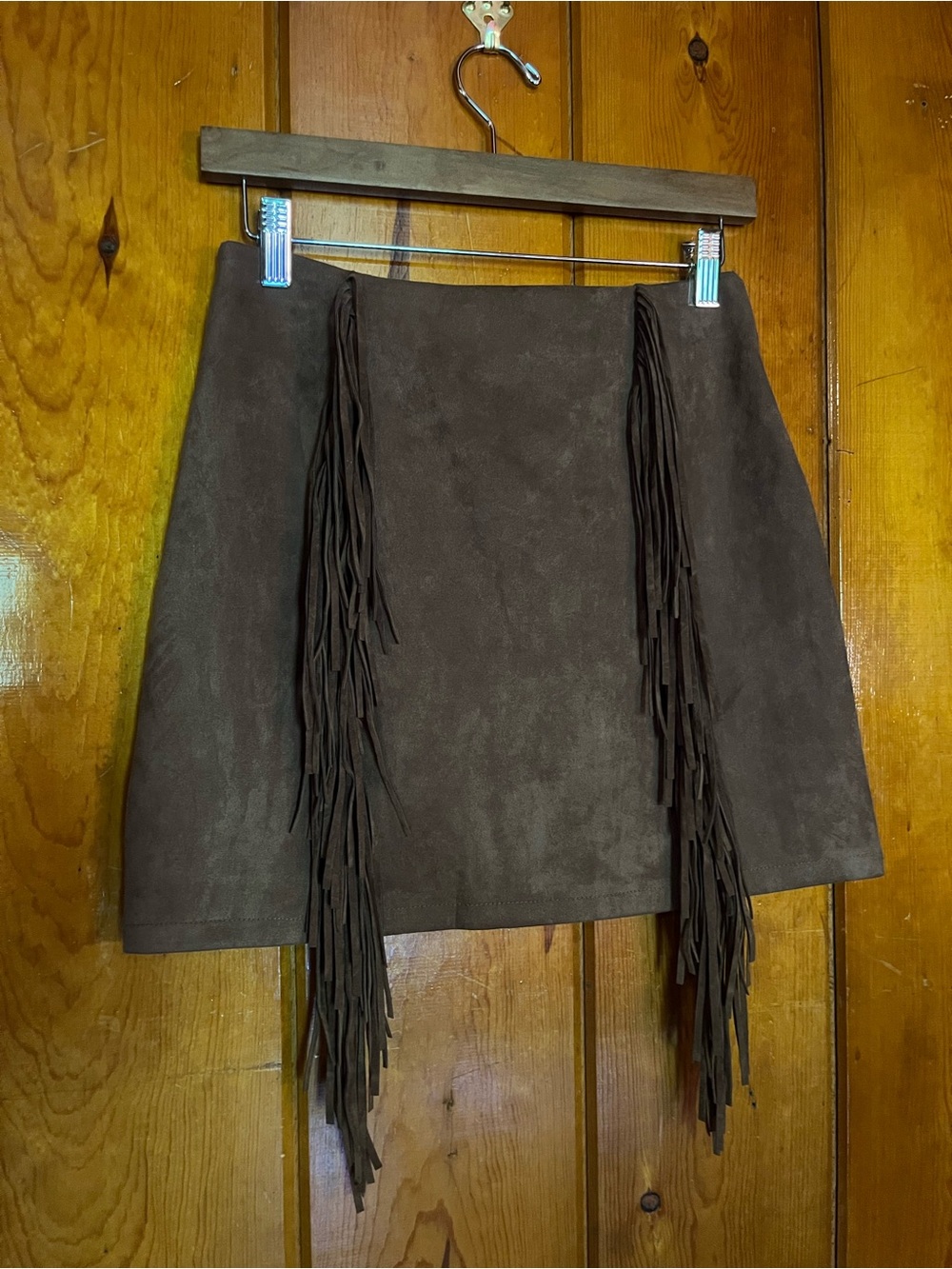 No Name Faux Suede Fringe Skirt